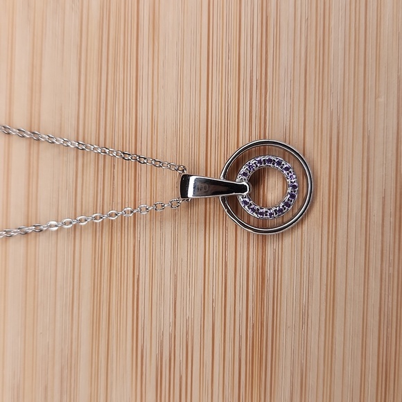 Ryze Jewelry - NWT Ryze Princess Purple CZ .925 Sterling Silver Double Circle Necklace